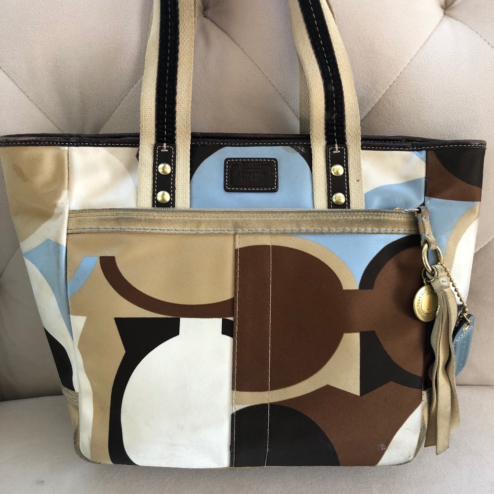 Coach Scarf Print Tote Handbag